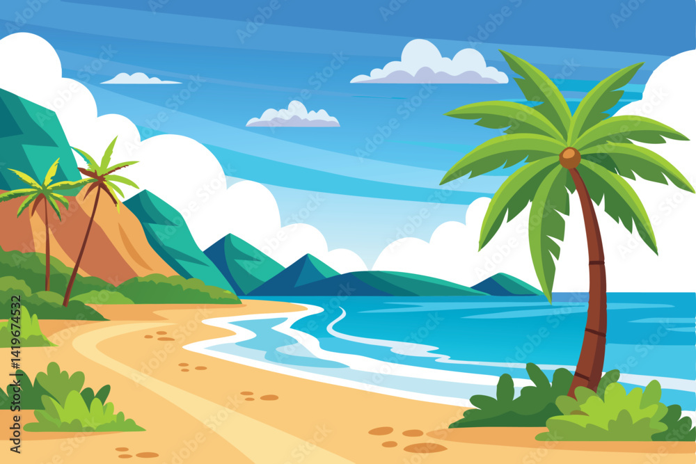 Obraz premium Minimalist Beach Vector Art