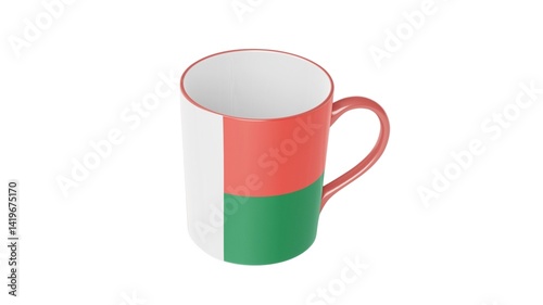 Madagascar national flag isolated on white background. Republic of Madagascar is an island country that includes the island of Madagascar and numerous smaller peripheral islands.