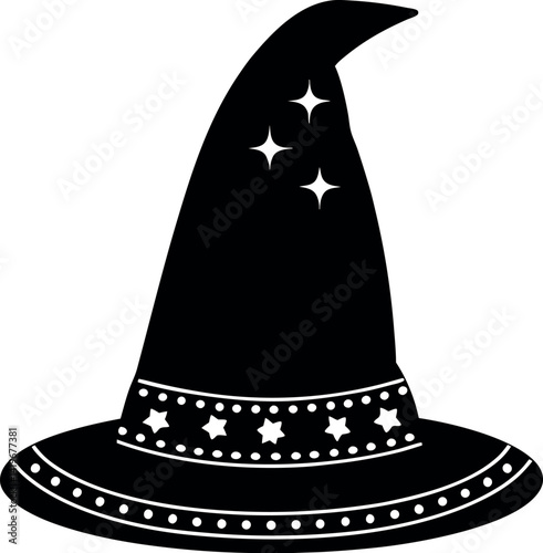 Witch Hat Silhouette, Halloween Costume, Stars, Magic, Wizard, Spooky, Isolated