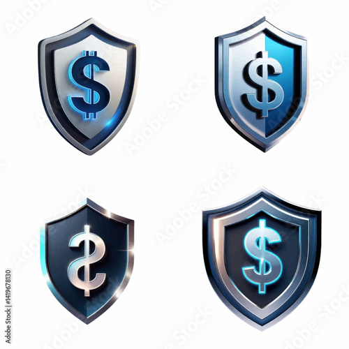 Free Download Metallic Shield Icons with Dollar Symbols. - GFXLoad