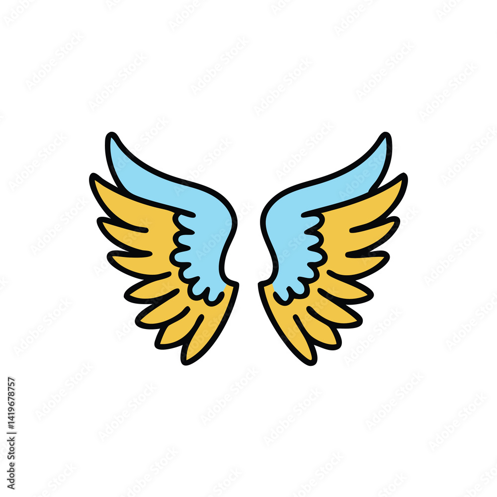 wide feathered wings soft arch on white background wide feathered wings soft arch on white background