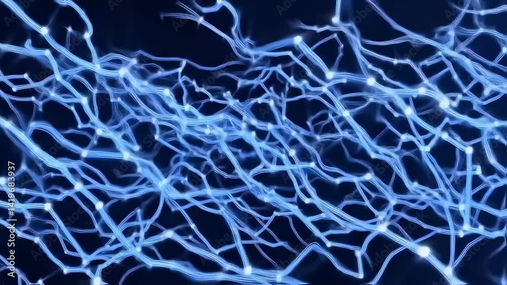 Neural connections and electrical pulses, neuron cell network inside the brain