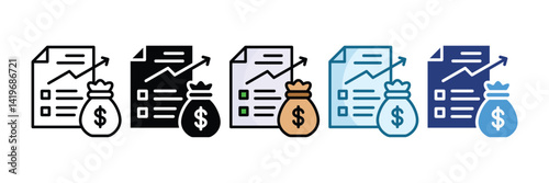 Financial Report Icon Set Multiple Style Collection