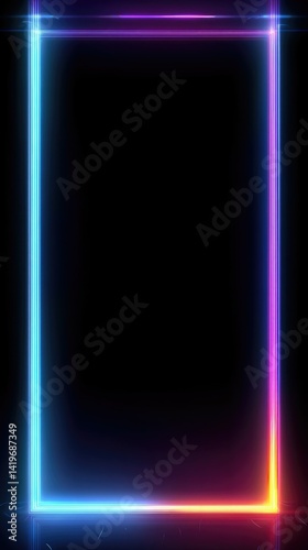 Neon Glow: Vibrant Rectangular Frame with Glowing Edges