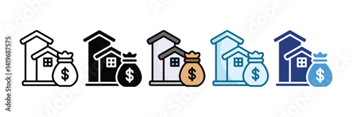 Mortgage Icon Set Multiple Style Collection