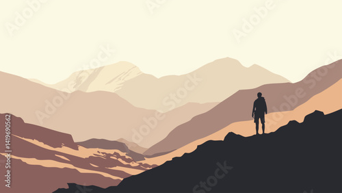 Solo Traveler Enjoying a Mountain Hike.eps