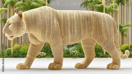 Tan and Brown Spotted Cat Walking in Pixelated Style