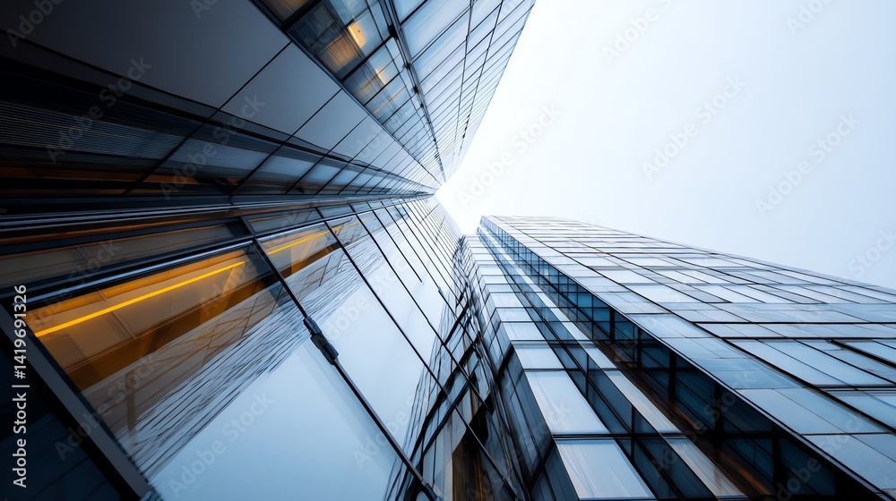 Obraz premium Modern skyscrapers reaching towards the sky.