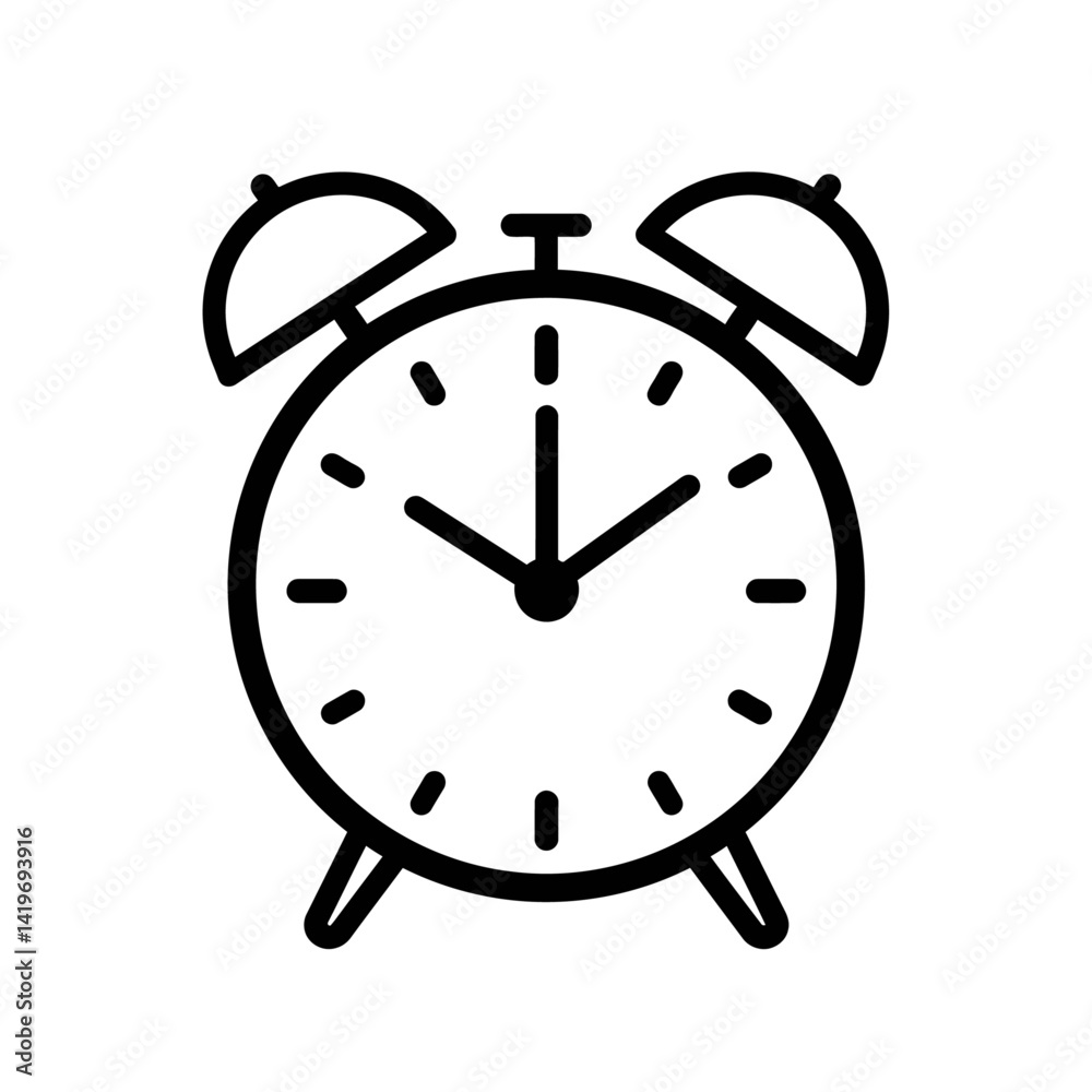 Outline Alarm Clock – Flat Design Time Icon for Schedule and Productivity Outline Alarm Clock – Flat Design Time Icon for Schedule and Productivity