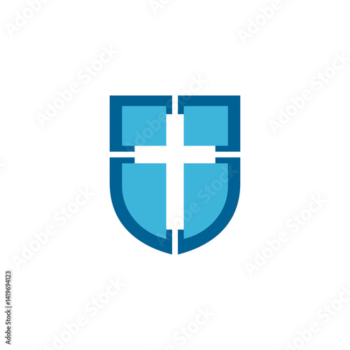 Cross Shield Logo design vector template isolated on white background