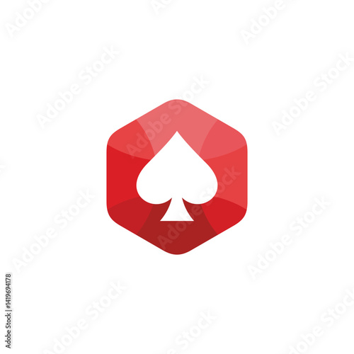 Spade Hexagon Logo design vector template isolated on white background