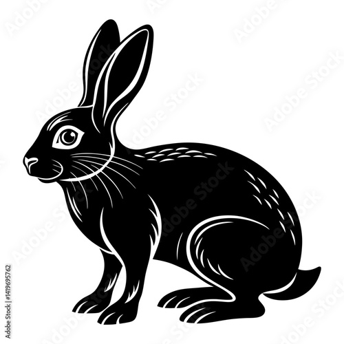 Download Jack Rabbit Silhouette  Vector Illustration White Background Svg File For Design.