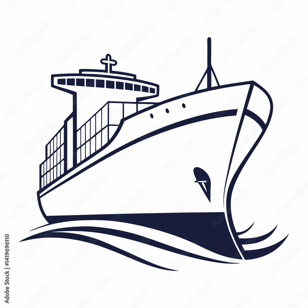Fototapeta premium Cargo and ship vector illustration