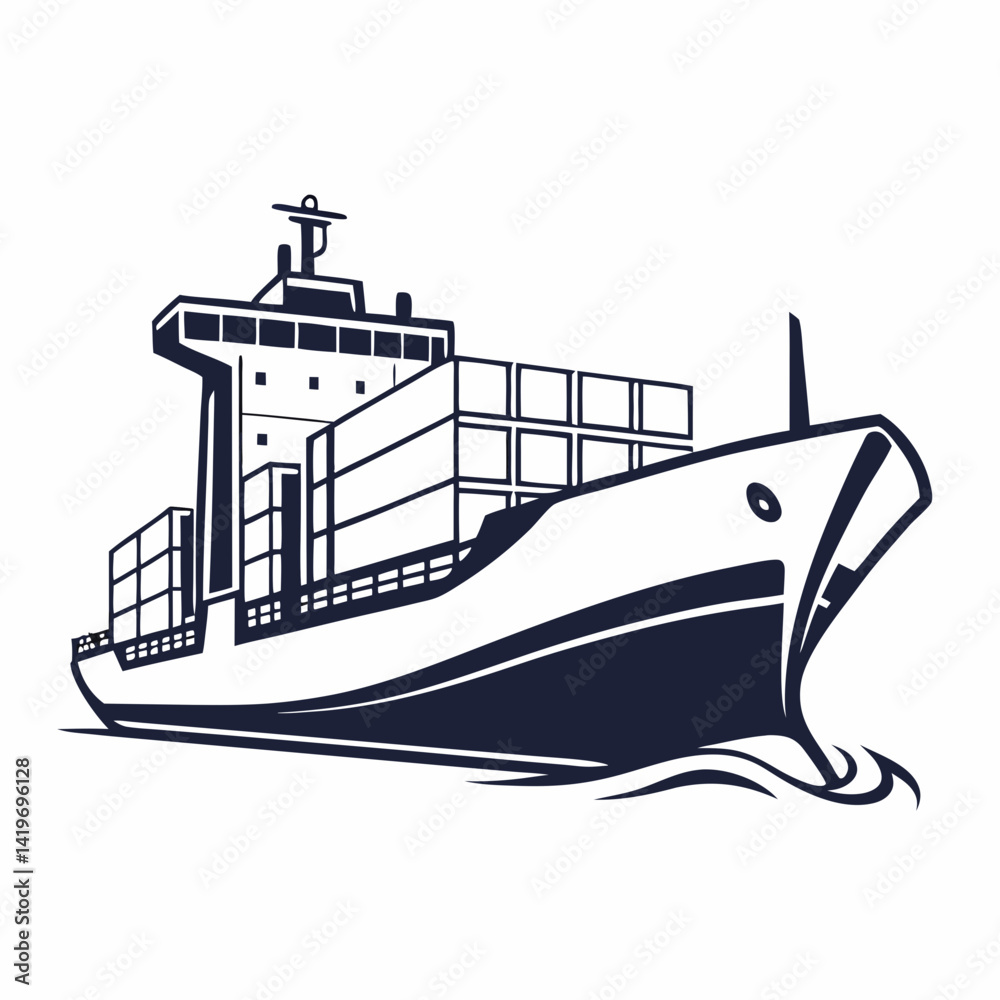 Fototapeta premium Cargo and ship vector illustration