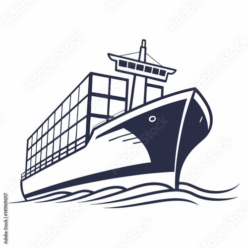 Cargo and ship vector illustration