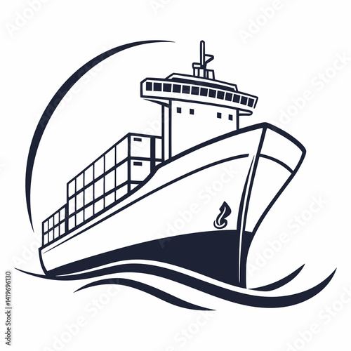 Cargo and ship vector illustration