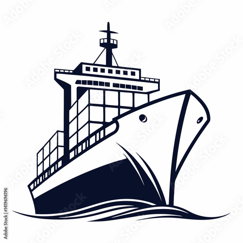 Cargo and ship vector illustration