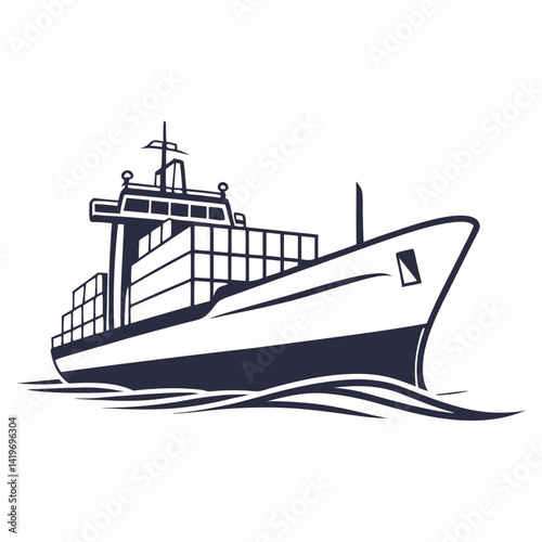 Cargo and ship vector illustration