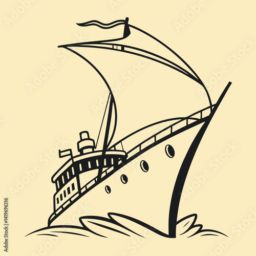 Cargo and ship vector illustration