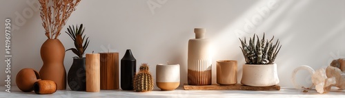 Stylish decor with minimalist ceramic vases.