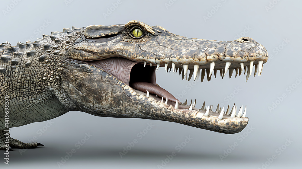 Fototapeta premium A crocodile with a mouth open