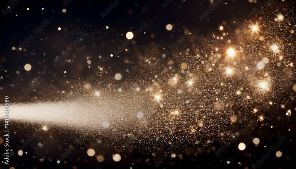 Obraz premium Christmas background Powder Magic shining white dust Fine shiny dust particles fall off slightly Fantastic shimmer effect