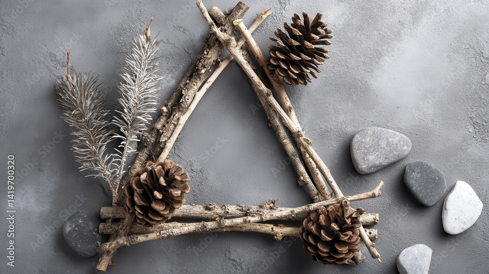 Naklejka premium Rustic wooden ornament frame, adding warmth to your projects - seasonal spring supplies