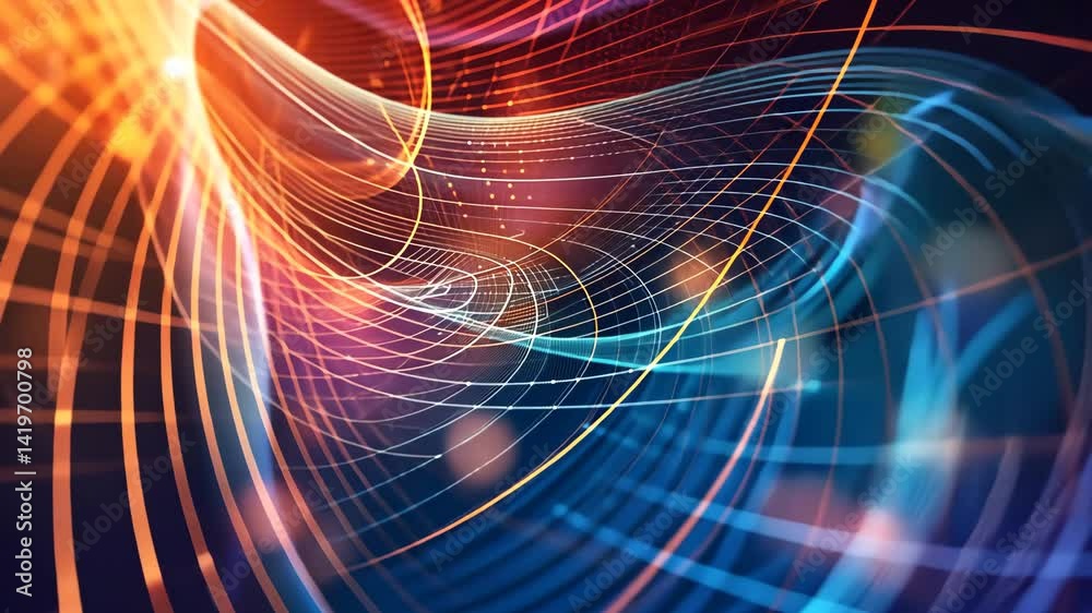 Komplexe Abstrakte Farbige Liniennetz Animation
