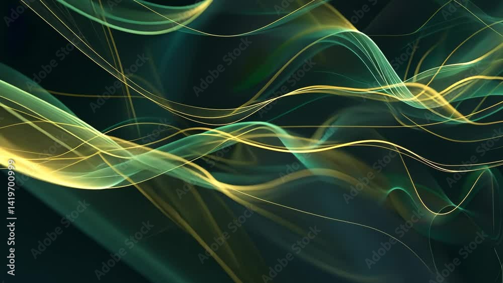 Subtile Dunkelgrüne Fluessige Linienanimation Hintergrund
