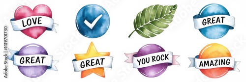 Obraz na płótnie Colorful encouragement badges for positive affirmation w salonie