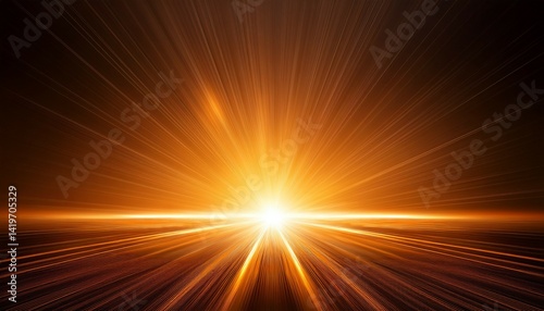 Sunset orange rays with highlights on a dark background