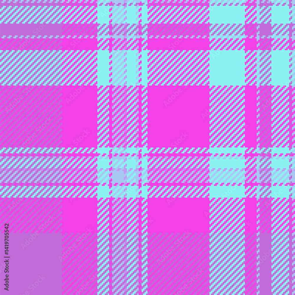 Vibrant tartan pattern featuring a mix of neon pink and pastel blue hues. Bold retro aesthetic, perfect for backgrounds, textiles, or graphic design projects. Vibrant tartan pattern featuring a mix of neon pink and pastel blue hues. Bold retro aesthetic, perfect for backgrounds, textiles, or graphic design projects.