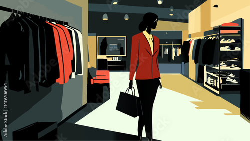 Woman Shopping for Clothes in a Fashion Boutique