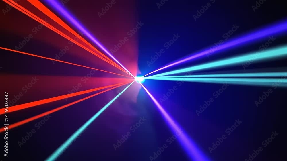 Vibrant laser beams intersecting in a dark space, creating a dynamic light display for events