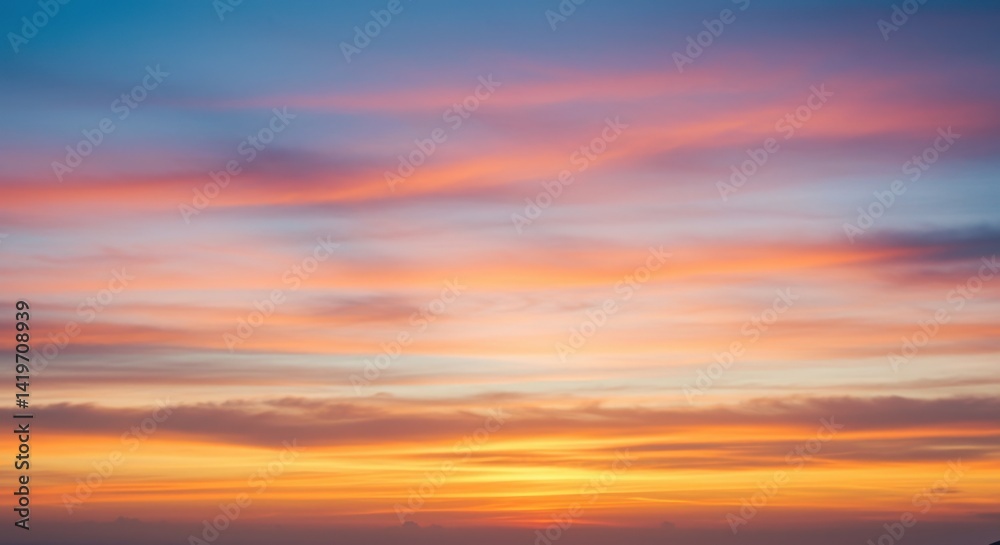Obraz premium Vibrant Sunset Sky with Orange Pink and Blue Clouds