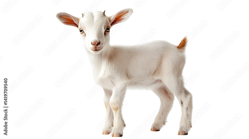 Adorable Baby Goat Standing Isolated on White Background - Professional Quality Image Adorable Baby Goat Standing Isolated on White Background - Professional Quality Image