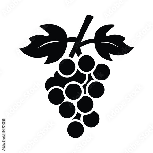 Grapes icon simple minimal black silhouette