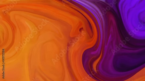 Abstract Purple and Orange Swirling Liquid Art Motion