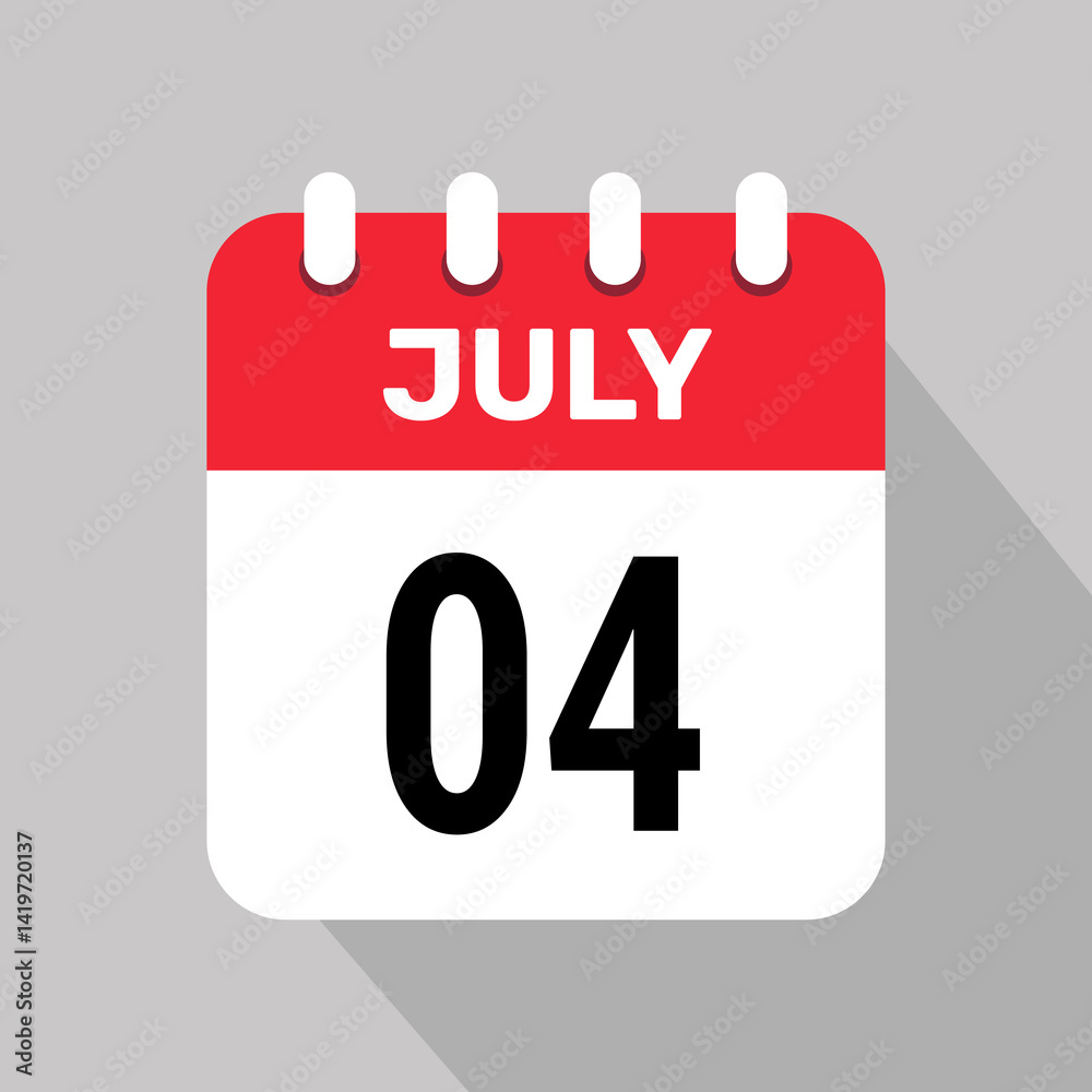 calendar 4 july icon vector date month illustration background. calendar 4 july icon vector date month illustration background.