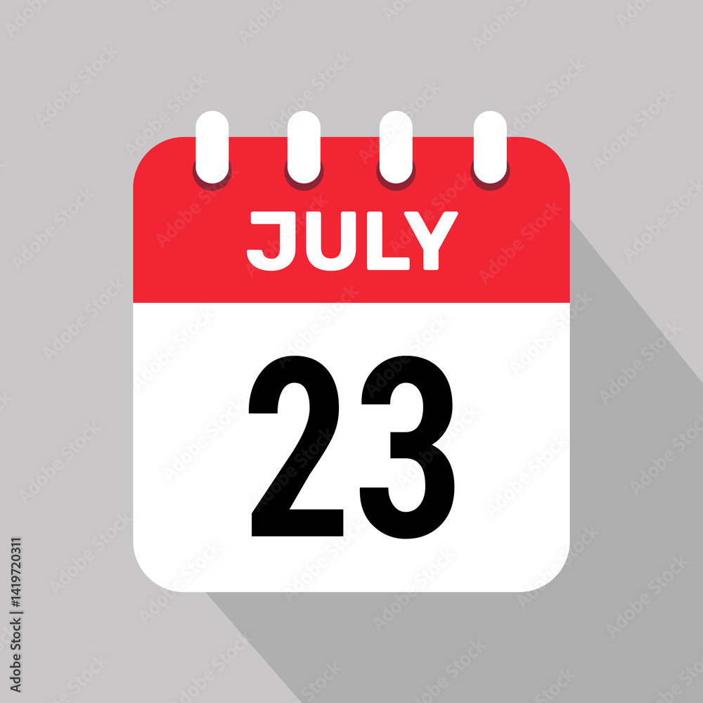 Fototapeta premium calendar 23 july icon vector date month illustration background.