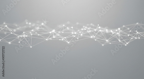 Abstract network of white dots connected by lines on a gray gradient background image design