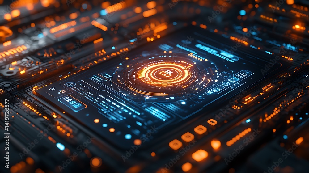 Fototapeta premium Futuristic mobile app UI concept pictures