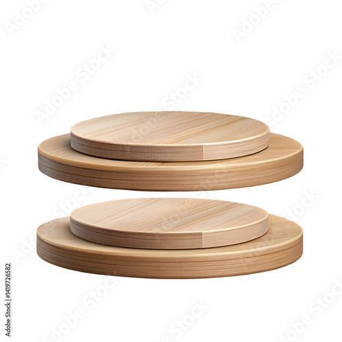 Wallpaper Mural Round wooden podiums for product presentation isolated on transparent background Torontodigital.ca