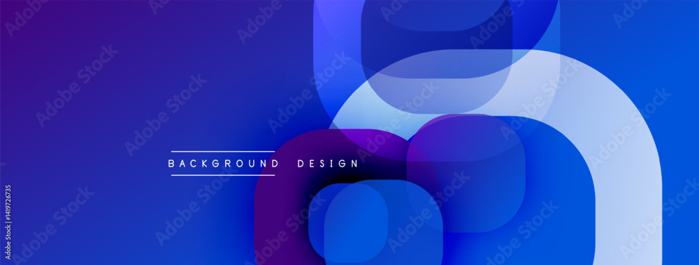 Fototapeta premium Abstract background features overlapping translucent shapes. Blue, purple hues create modern visual effect. Minimalist design.