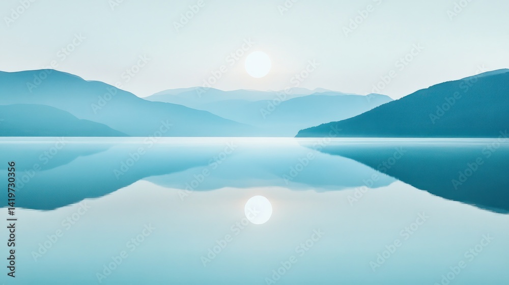 Obraz premium Misty Sunrise Lake Reflections