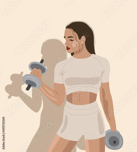 Illustration of a girl sporting a light pink background.