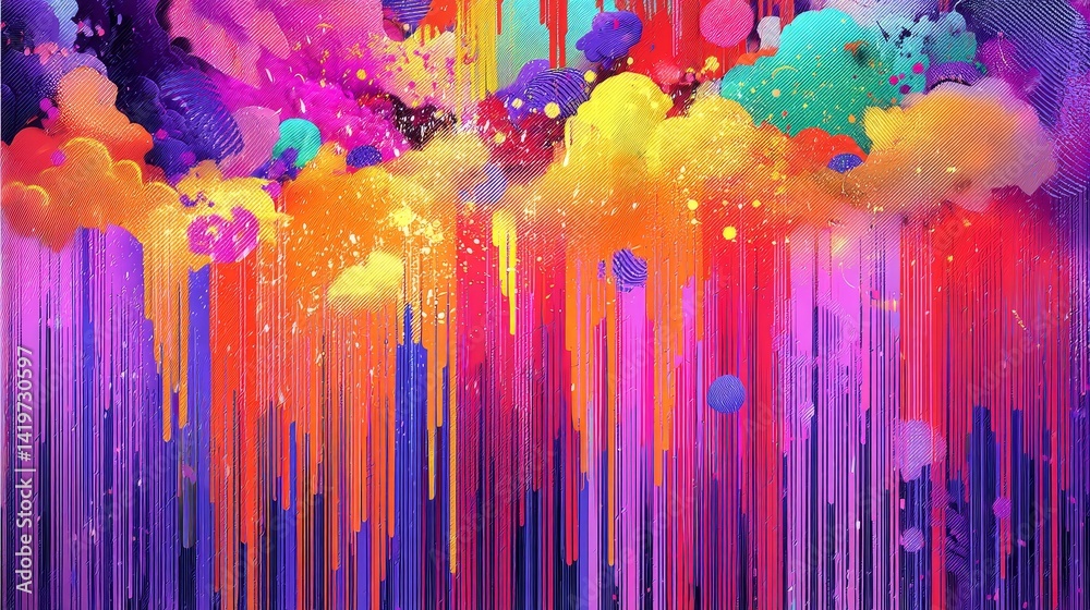 Obraz premium Colorful abstract background with dynamic paint splashes, a vibrant and modern art composition