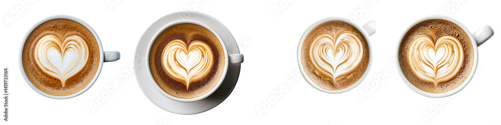 Artfully crafted coffee with heart-shaped latte art Artfully crafted coffee with heart-shaped latte art