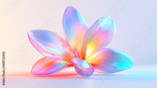 Abstract iridescent flower, vibrant colors