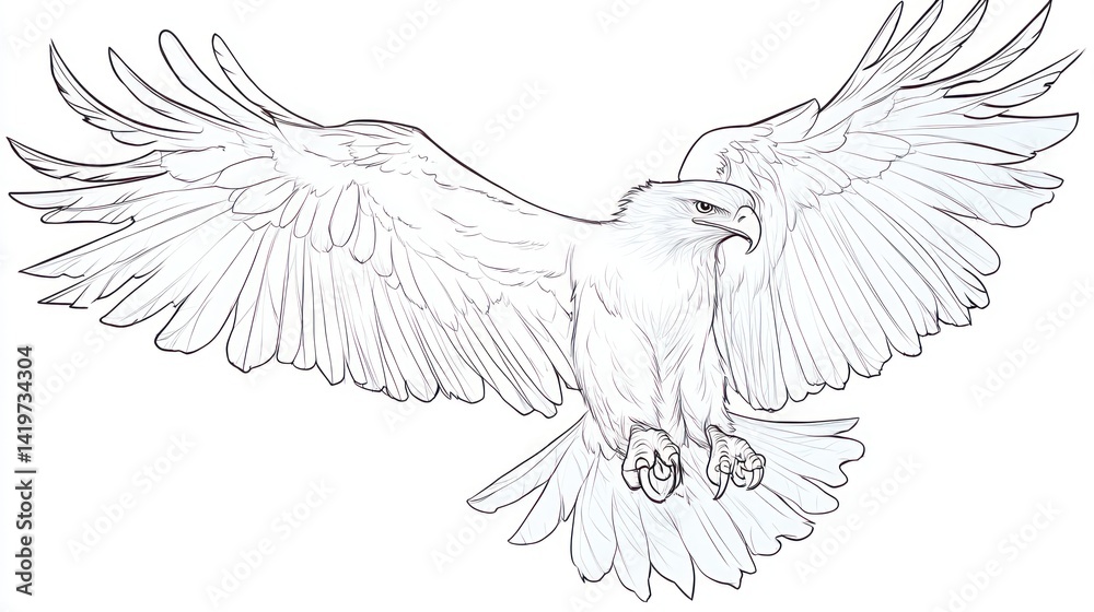 Obraz premium Soaring Eagle Line Drawing